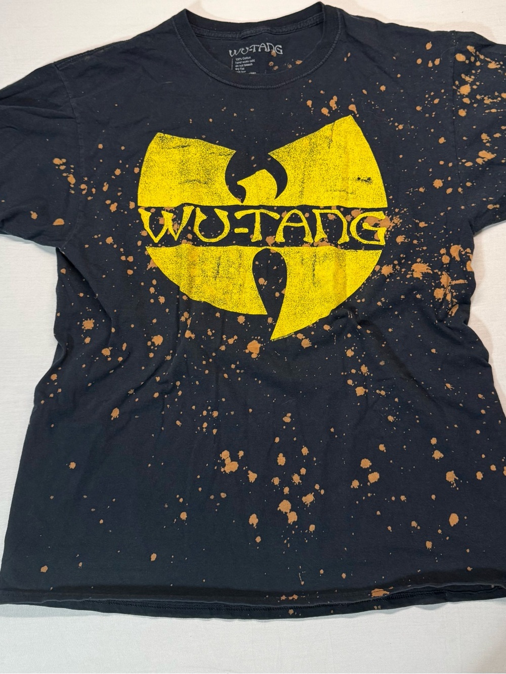Wu-Tang Black Bleached Short Sleeve Tee with Yellow Logo